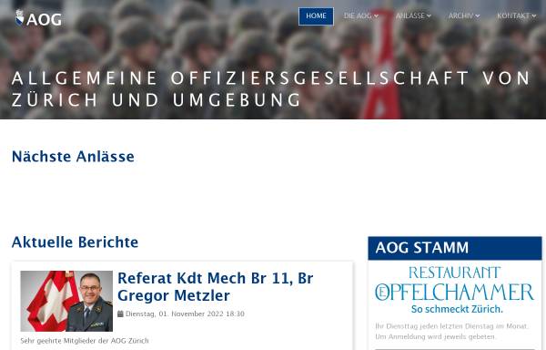 Vorschau von www.aog.ch, Allgemeine Offiziersgesellschaft von Zürich und Umgebung