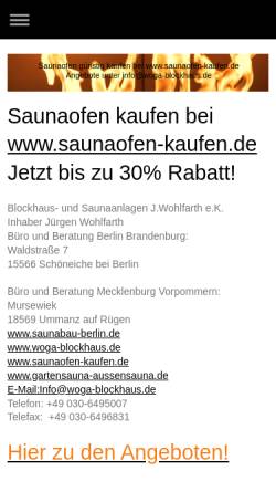Vorschau der mobilen Webseite saunaofen-kaufen.de, Jürgen Wohlfarth e.K.