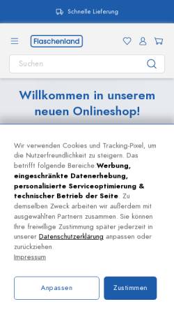 Vorschau der mobilen Webseite www.flaschenland.de, Flaschenland GmbH