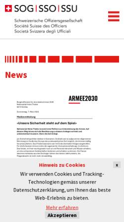 Vorschau der mobilen Webseite www.sog.ch, Schweizerische Offiziersgesellschaft SOG