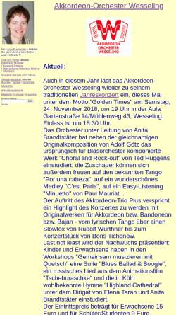Vorschau der mobilen Webseite www.aow.mynetcologne.de, Akkordeon-Orchester Wesseling