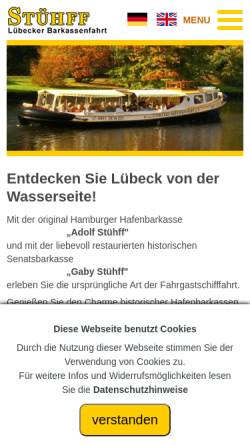 Vorschau der mobilen Webseite www.luebecker-barkassenfahrt.de, Gabriele und Adolf Stühff GbR