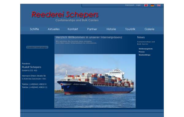 Vorschau von www.reederei-schepers.de, Reederei Rudolf Schepers
