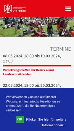 Vorschau der mobilen Webseite www.wir-falken.de, Sozialistische Jugend Deutschlands - Die Falken