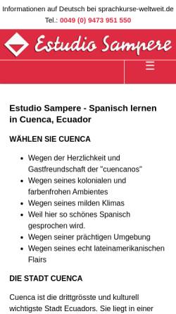 Vorschau der mobilen Webseite www.sampere-spanischkurse.de, Sampere, Cuenca