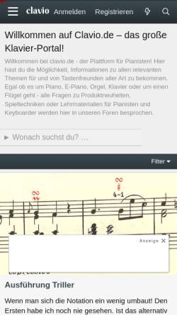 Vorschau der mobilen Webseite www.clavio.de, Klavier-Wissen.de