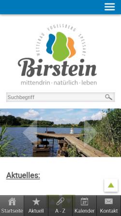 Vorschau der mobilen Webseite www.birstein.de, Gemeinde Birstein