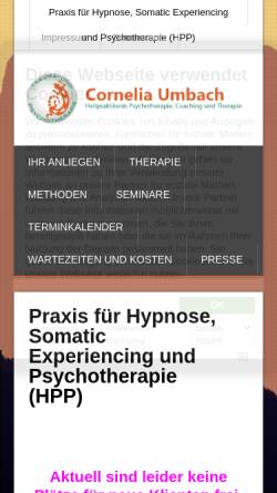 Vorschau der mobilen Webseite www.traumaberatung-nordhessen.de, Umbach, Cornelia