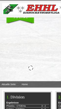 Vorschau der mobilen Webseite www.ehhl.net, EHHL Eishockeyhobbyliga