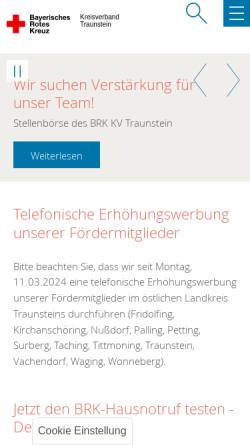 Vorschau der mobilen Webseite brk-traunstein.de, BRK Kreisverband Traunstein