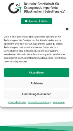Vorschau der mobilen Webseite www.oi-gesellschaft.de, Deutsche Gesellschaft für Osteogenesis imperfecta Betroffene e.V.