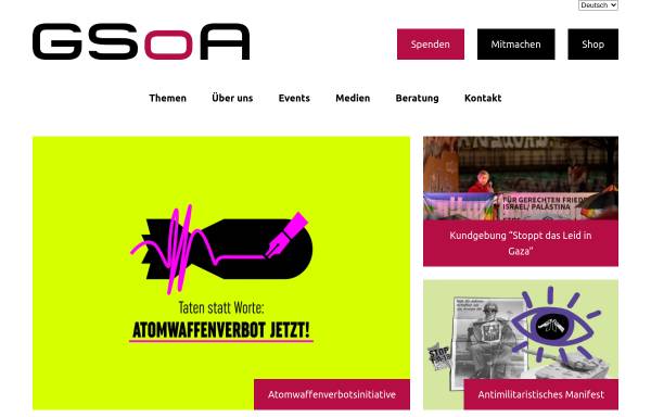 Vorschau von www.gsoa.ch, Gruppe Schweiz ohne Armee, GSoA