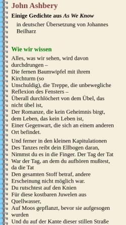 Vorschau der mobilen Webseite www.jbeilharz.de, Wie wir wissen und andere Gedichte