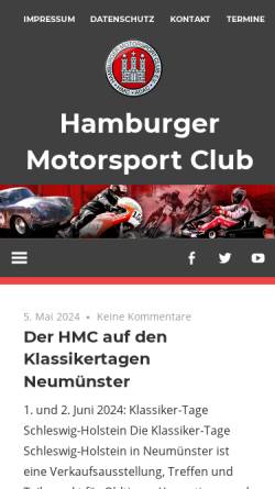 Vorschau der mobilen Webseite www.hamburger-motorsport-club.de, Hamburger Motorsport Club e.V. im ADAC