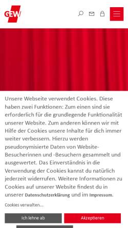 Vorschau der mobilen Webseite www.gew-hb.de, Gewerkschaft Erziehung und Wissenschaft [GEW] - Landesverband Bremen