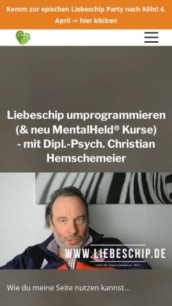 Vorschau der mobilen Webseite www.hemschemeier.de, Tiefenpsychologisch fundierte Psychotherapie - Christian Hemschemeier