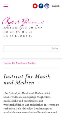 Vorschau der mobilen Webseite www.musikundmedien.net, Institut für Musik und Medien