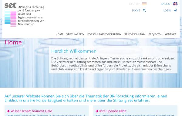 Vorschau von www.stiftung-set.de, Stiftung zur Förderung der Erforschung von Ersatz- und Ergänzungsmethoden zur Einschränkung von Tierversuchen