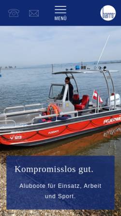 Vorschau der mobilen Webseite www.feuerwehrboot.de, Hans Barro Aluminium - Bootsbau