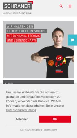 Vorschau der mobilen Webseite schraner.de, Feuerwehr-Sicherheitselektronik
