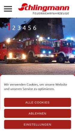 Vorschau der mobilen Webseite www.schlingmann112.de, Schlingmann - Feuerwehrfahrzeuge