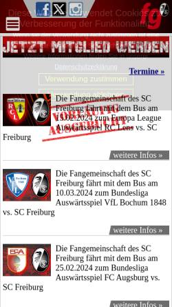 Vorschau der mobilen Webseite www.fangemeinschaft.de, SC Freiburg Fangemeinschaft e.V
