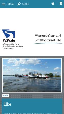 Vorschau der mobilen Webseite www.wsa-magdeburg.de, Wasser- und Schifffahrtsamt Magdeburg