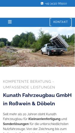 Vorschau der mobilen Webseite fahrzeugbau-kunath.de, Kunath Fahrzeugbau GmbH