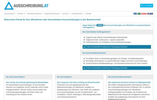 Vorschau von www.ausschreibung.at, Info-Techno Baudatenbank GmbH