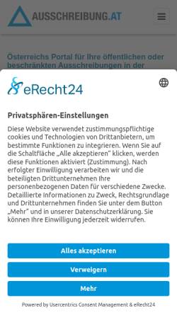 Vorschau der mobilen Webseite www.ausschreibung.at, Info-Techno Baudatenbank GmbH