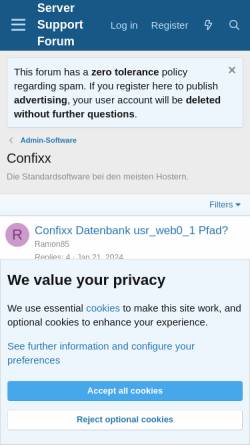 Vorschau der mobilen Webseite serversupportforum.de, Confixx Forum