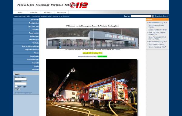 Vorschau von www.feuerwehr-wertheim.de, Freiwillige Feuerwehr Wertheim