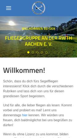 Vorschau der mobilen Webseite www.ftha.rwth-aachen.de, Fliegergruppe an der RWTH Aachen