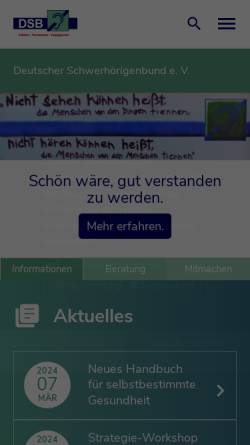 Vorschau der mobilen Webseite www.schwerhoerigen-netz.de, Deutscher Schwerhörigenbund e.V. (DSB)