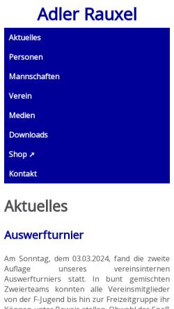 Vorschau der mobilen Webseite www.adler-rauxel.de, KV Adler-Rauxel e.V.