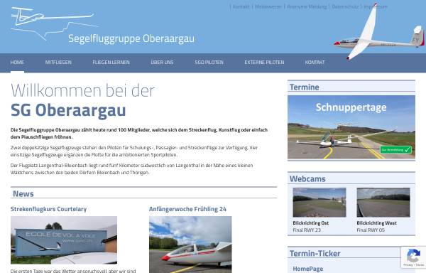 Vorschau von www.sgoberaargau.ch, Segelfluggruppe Oberaargau