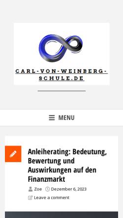 Vorschau der mobilen Webseite www.carl-von-weinberg-schule.de, Carl-von-Weinberg-Schule