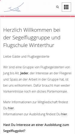 Vorschau der mobilen Webseite www.sgw.ch, Segelfluggruppe Winterthur