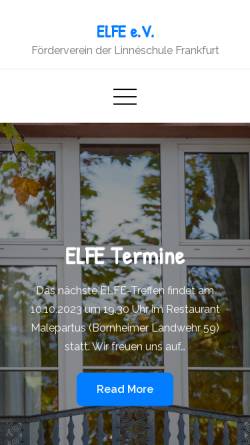 Vorschau der mobilen Webseite www.elfe-linneschule.de, Elfe Förderverein an der Linnéschule