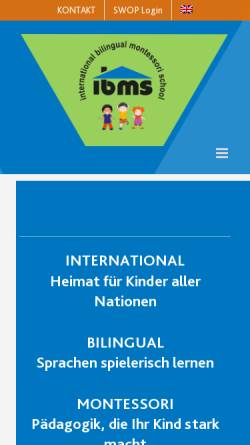 Vorschau der mobilen Webseite www.ibms-frankfurt.com, IBMS - International Bilingual Montessori School Frankfurt am Main