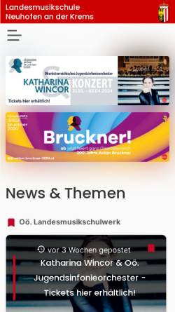 Vorschau der mobilen Webseite www.musikschule.neuhofen.at, Landesmusikschule Neuhofen/Krems