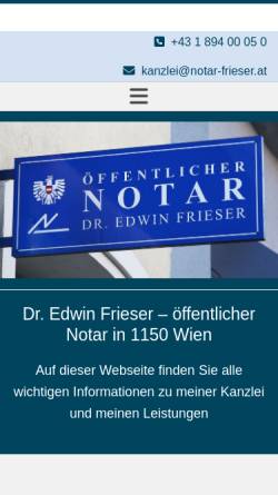 Vorschau der mobilen Webseite www.notar-frieser.at, Dr. Frieser Edwin
