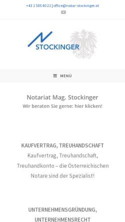 Vorschau der mobilen Webseite www.notar-stockinger.at, Dr. Stockinger Helfried