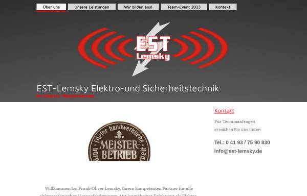 Vorschau von www.est-lemsky.de, Frank-Oliver Lemsky, Elektro- und Sicherheitstechnik
