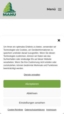 Vorschau der mobilen Webseite www.manubau.de, MANU Bauunternehmung GmbH & Co. KG