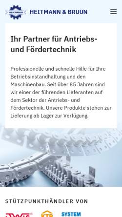 Vorschau der mobilen Webseite www.heitmann-und-bruun.de, Antriebstechnik und Fördertechnik