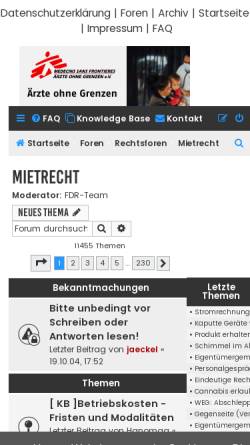 Vorschau der mobilen Webseite www.recht.de, Mietrecht im Forum Deutsches Recht