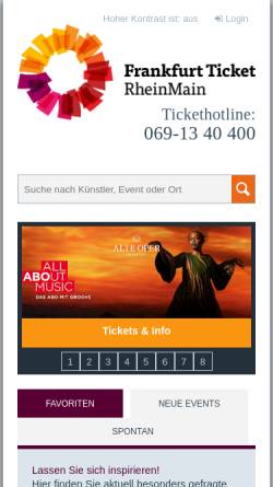 Vorschau der mobilen Webseite www.frankfurt-ticket.de, Frankfurt Ticket RheinMain GmbH