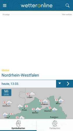 Vorschau der mobilen Webseite www.wetteronline.de, Wetter Online NRW