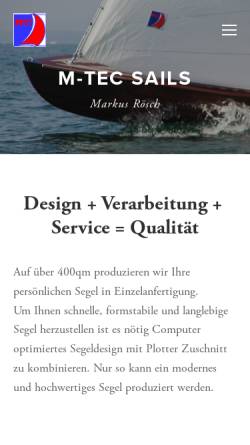 Vorschau der mobilen Webseite www.mtecsails.de, M-Tec Sails, Markus Rösch